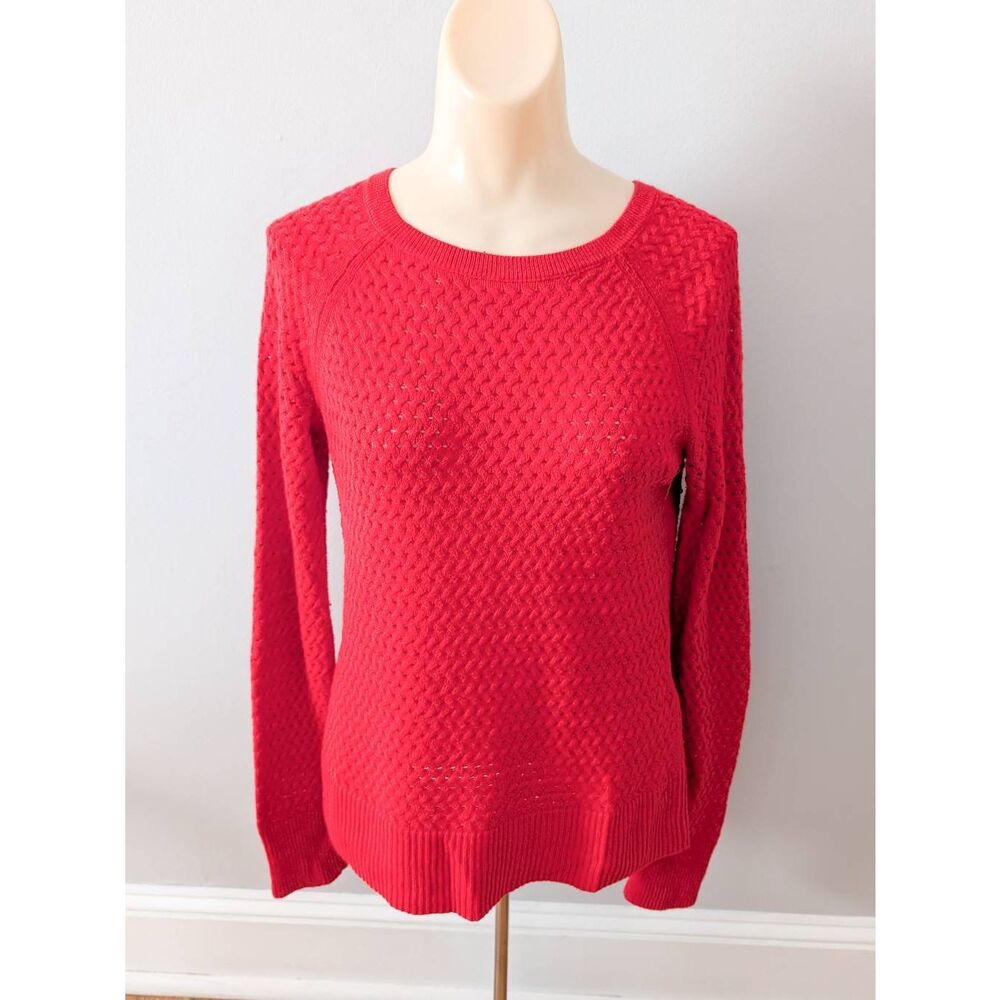 American Eagle Red Waffle Knit Sweater Top